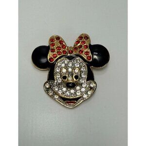 Vintage Disney Minnie Mouse Clear & Red Rhinestone Fashion Pin/Brooch